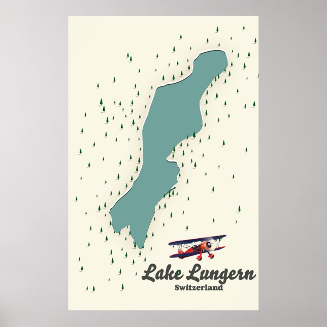 Póster Mapa del lago Lungern Suiza (Frente)