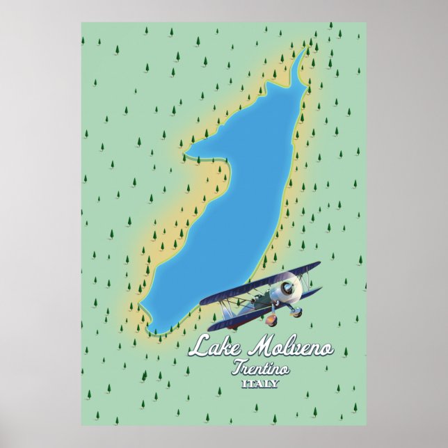 Póster Mapa del lago Molveno Italia (Frente)
