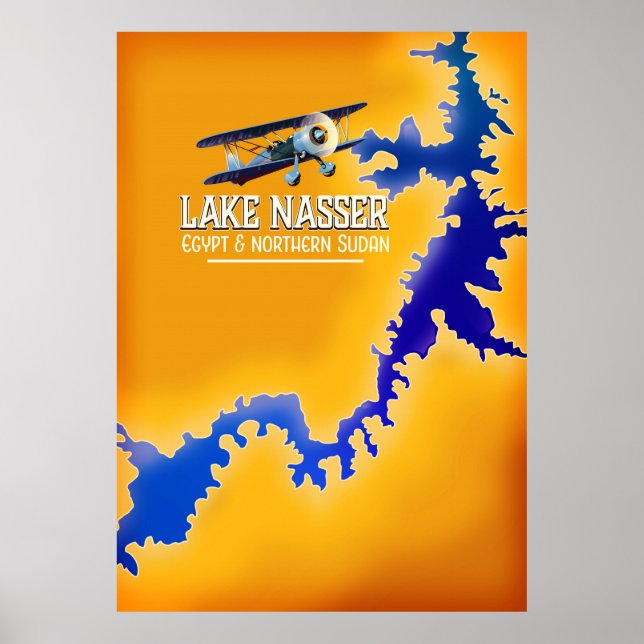 Póster Mapa del Lago Nasser Egipto y Sudán (Frente)