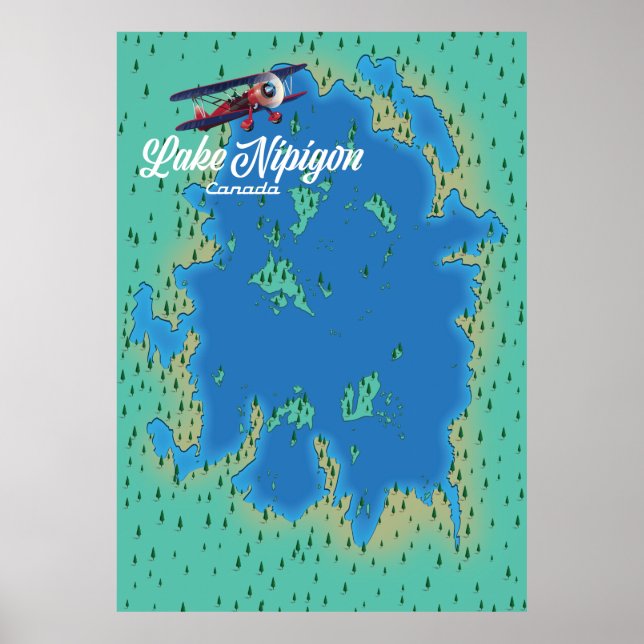 Póster Mapa del lago Nipigon Canadá (Frente)