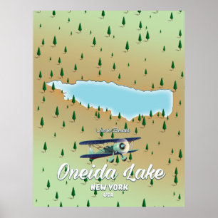 Póster Mapa del lago Oneida Nueva York