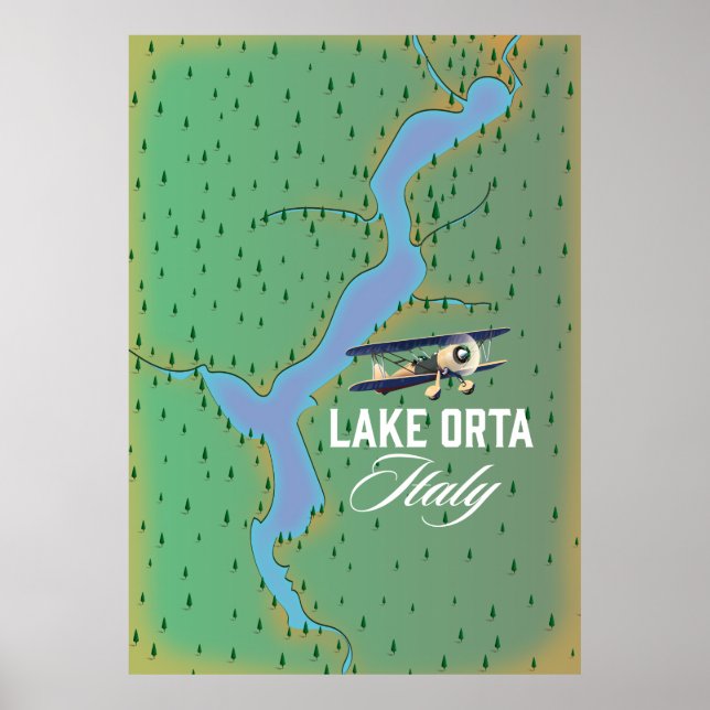 Póster Mapa del lago Orta Italia (Frente)