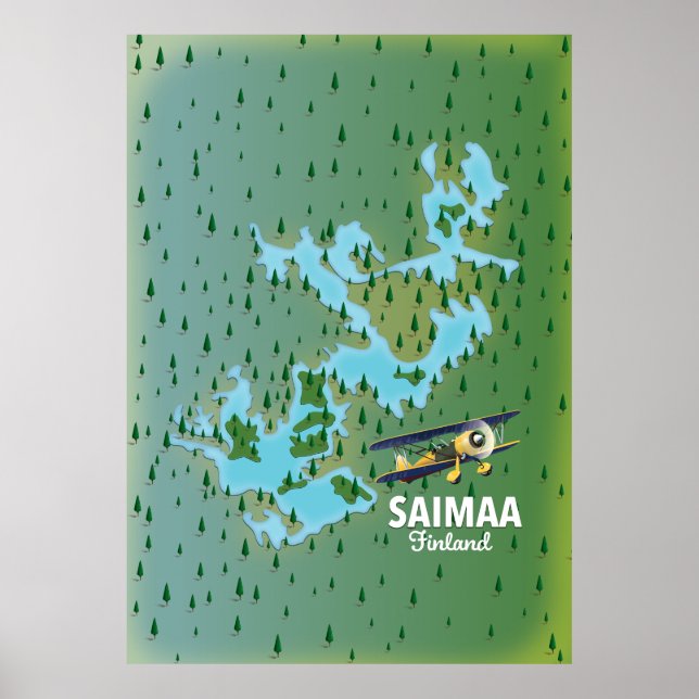 Póster Mapa del lago Saimaa Finlandia (Frente)
