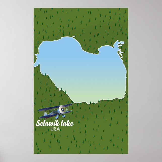 Póster mapa del lago Selawik Alaska (Frente)
