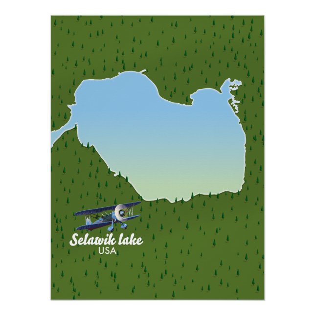 Póster mapa del lago Selawik Alaska (Anverso)