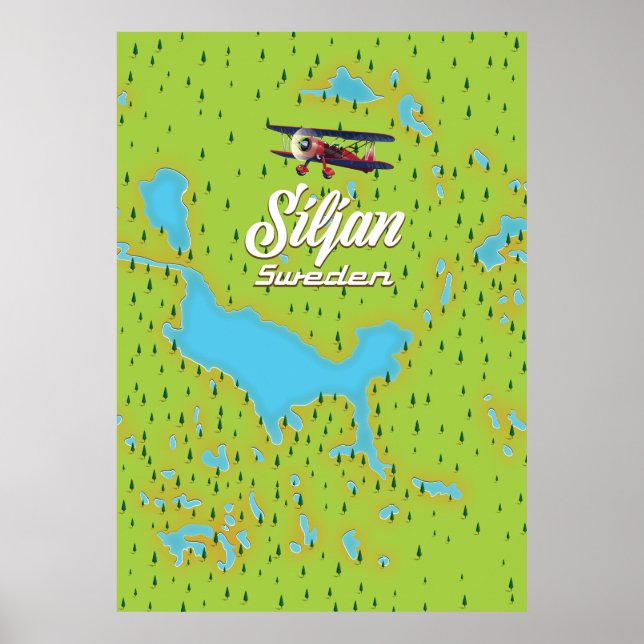 Póster Mapa del lago Siljan Suecia (Frente)