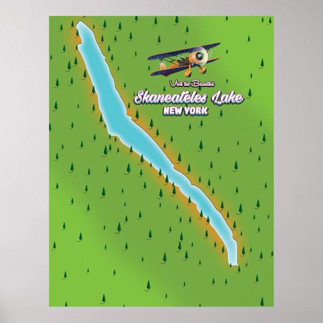 Póster mapa del lago Skaneateles de nueva york (Frente)