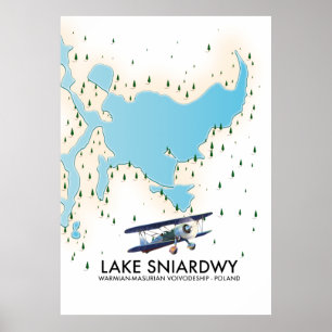 Póster Mapa del lago Sniardwy Polonia