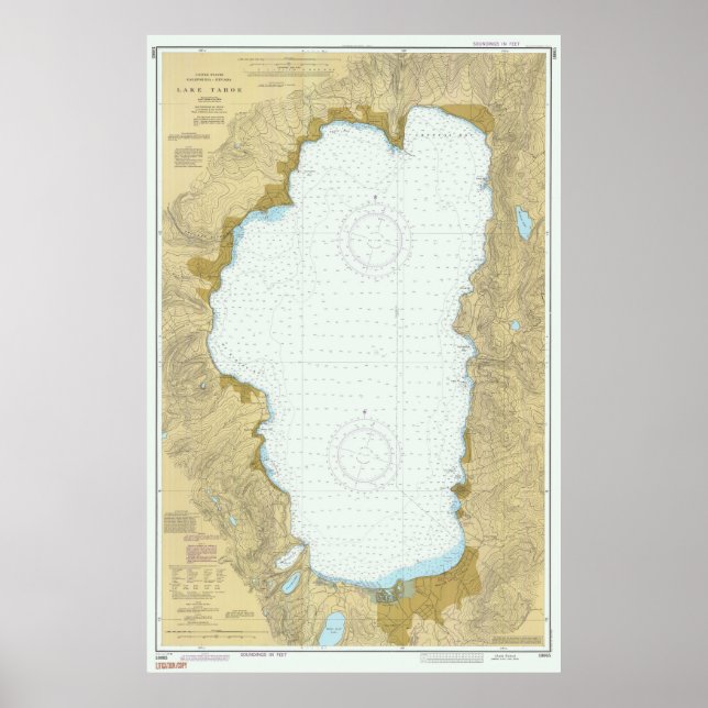 Póster Mapa del lago Tahoe (1987) (Frente)