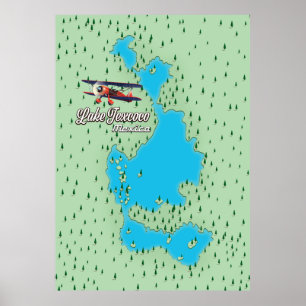 Póster Mapa del lago Texcoco México
