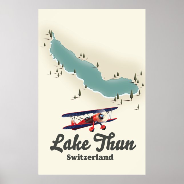 Póster Mapa del lago Thun Suiza (Frente)