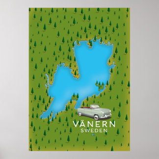 Póster Mapa del lago Vänern Suecia