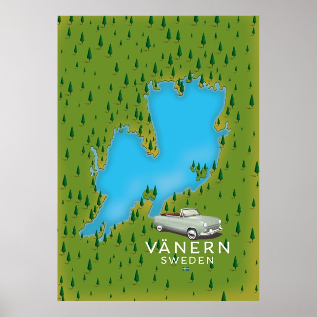 Póster Mapa del lago Vänern Suecia (Frente)