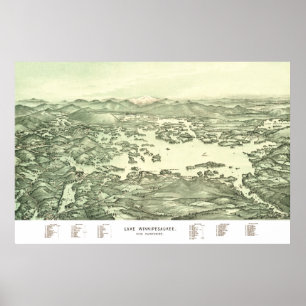 Póster Mapa del lago Winnipesaukee de 1903