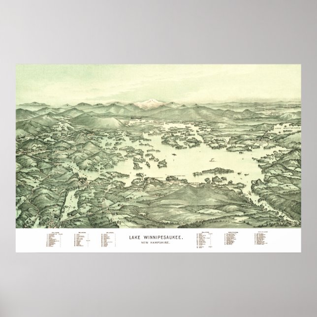 Póster Mapa del lago Winnipesaukee de 1903 (Frente)