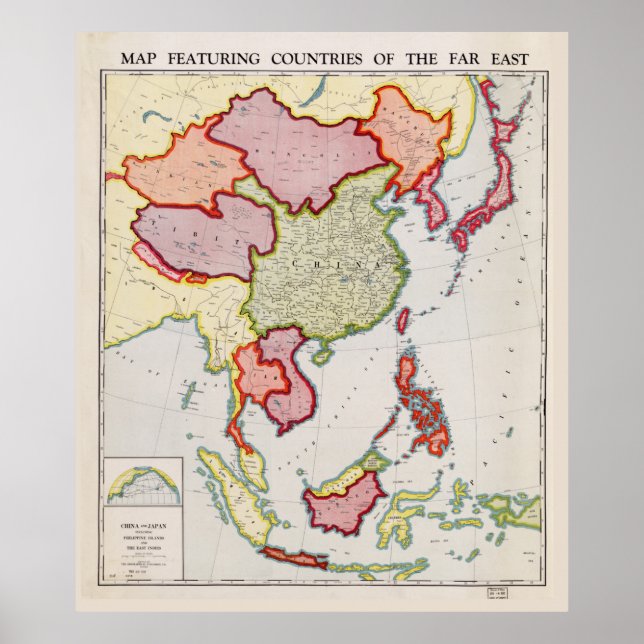 Póster Mapa del Lejano Oriente de Asia (1932) (Frente)