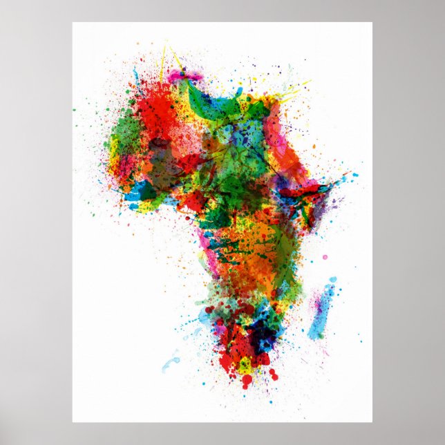 Póster Mapa del mapa de África de pintura salpicada (Frente)