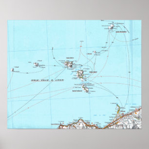 Póster mapa del mappa del eolie del isole