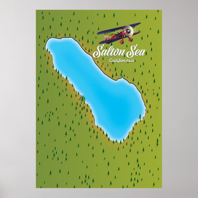 Póster Mapa del Mar de Salton California EE. UU. (Frente)