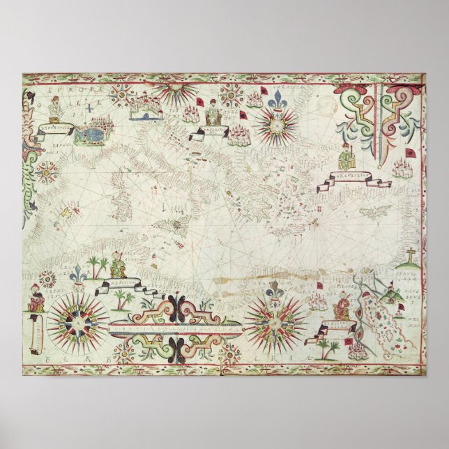 Póster Mapa del Mediterráneo, 1625 (Frente)