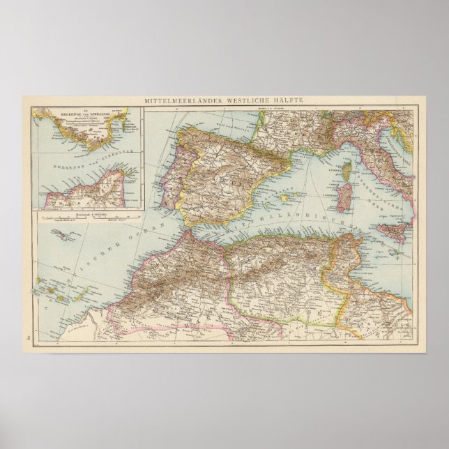 Póster Mapa del Mediterráneo Occidental (Frente)