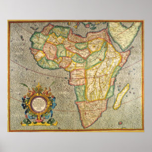 Póster Mapa del Mercador del Antiguo Mundo de África, 163