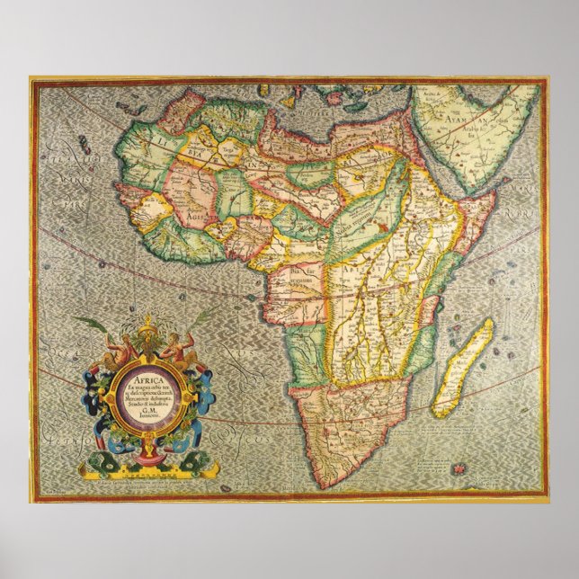 Póster Mapa del Mercador del Antiguo Mundo de África, 163 (Frente)