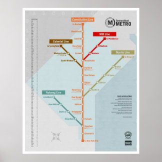 Póster Mapa del Metro de Connecticut