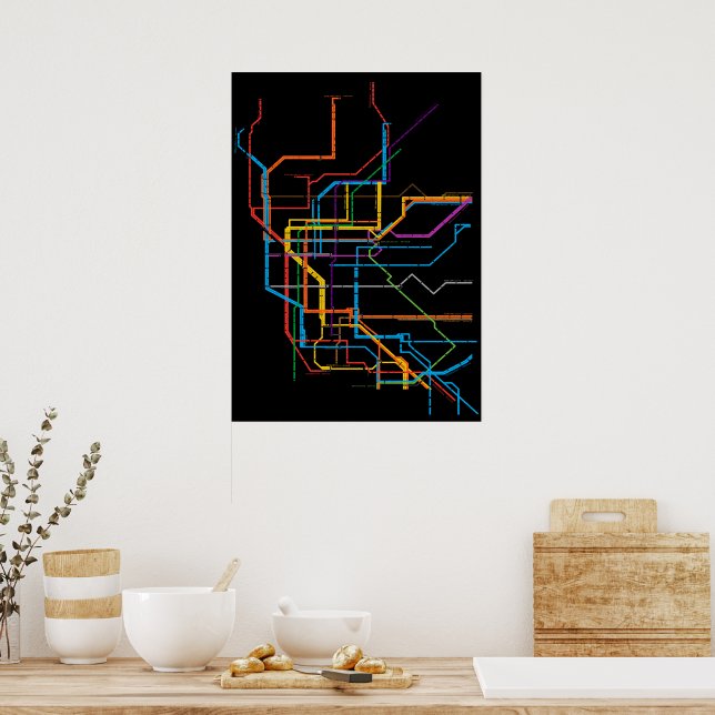 Póster Mapa del metro de la ciudad (Cocina)
