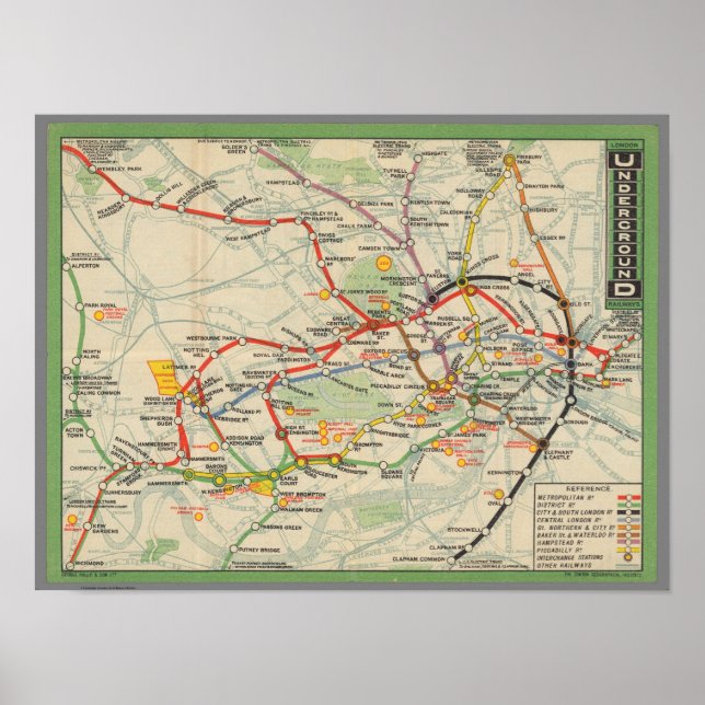 Póster Mapa del metro de Londres (Frente)
