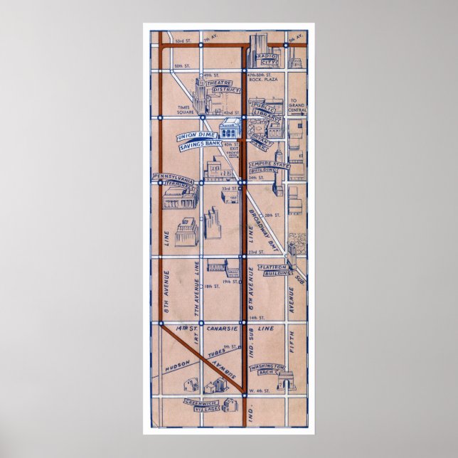 PÓSTER MAPA DEL METRO DE NUEVA YORK, 1940 2 (Frente)