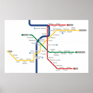 Póster Mapa del Metro de Praga