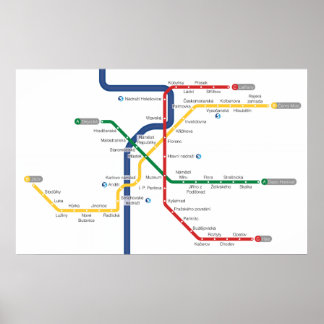 Póster Mapa del Metro de Praga