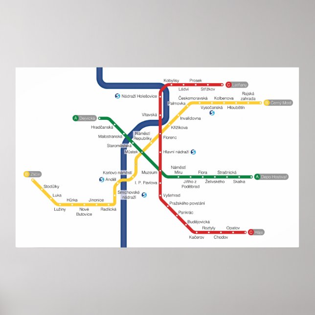 Póster Mapa del Metro de Praga (Frente)