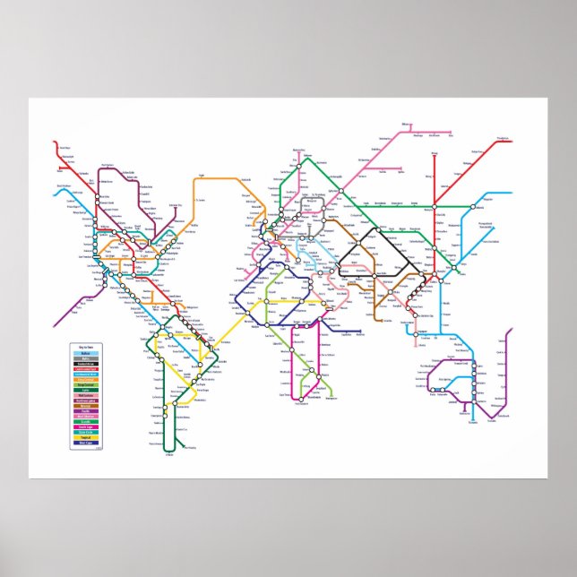 Póster Mapa del metro mundial (Frente)
