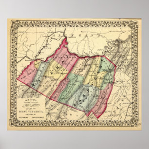 Póster Mapa del mineral, condados de Hampshire