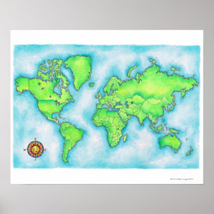 Póster Mapa del mundo 15