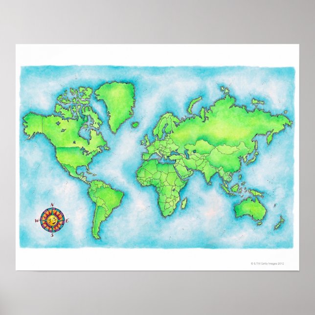 Póster Mapa del mundo 15 (Frente)