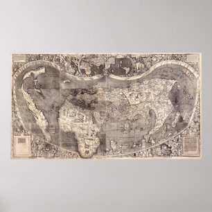 Póster Mapa del mundo   1507