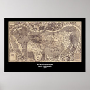 Póster Mapa del mundo 1507 de Martin Waldseemuller
