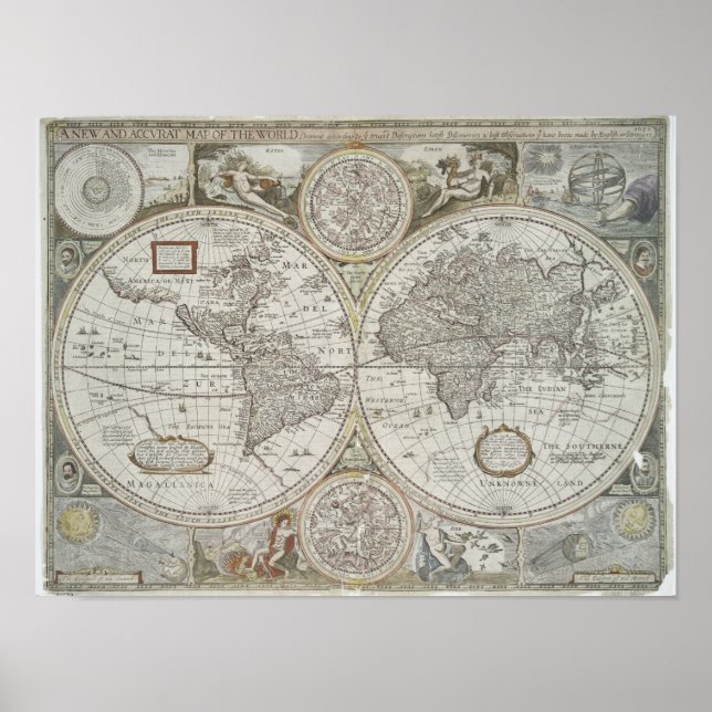 Póster Mapa del mundo | 1676 (Frente)