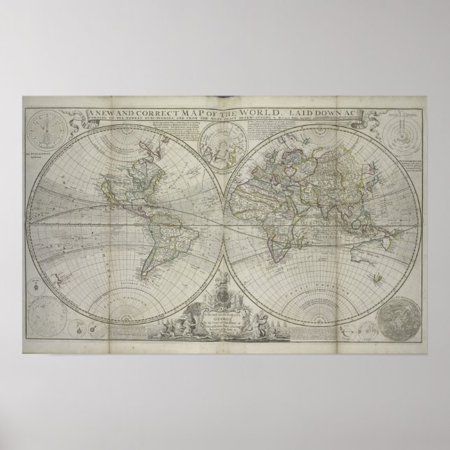 Póster Mapa del mundo | 1736 (Frente)