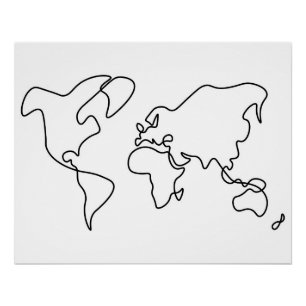 Póster Mapa del mundo a mano