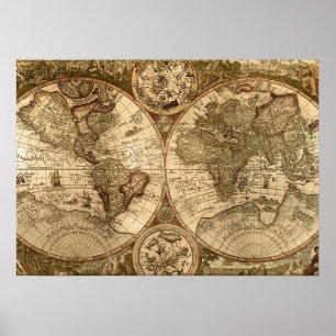 Póster mapa del mundo antiguo