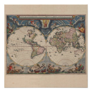 Póster Mapa del Mundo Antiguo: Arte de Cartografía Histór