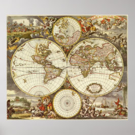 Póster Mapa del mundo antiguo, c. 1680. Por Frederick de