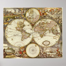 Póster Mapa del mundo antiguo, c. 1680. Por Frederick de