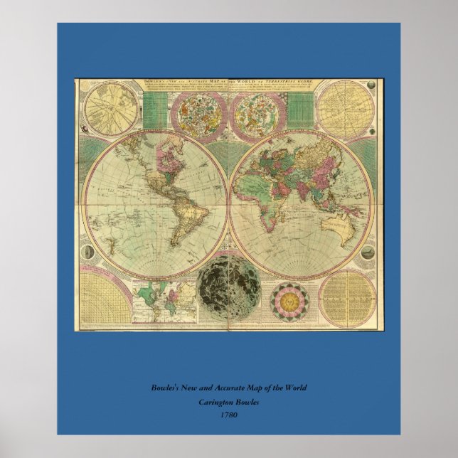 Póster Mapa del mundo antiguo de Carington Bowles, alrede (Frente)