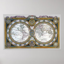 Póster Mapa del mundo antiguo de Claude Auguste Berey, 16