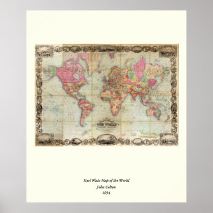 Póster Mapa del mundo antiguo de John Colton, alrededor d